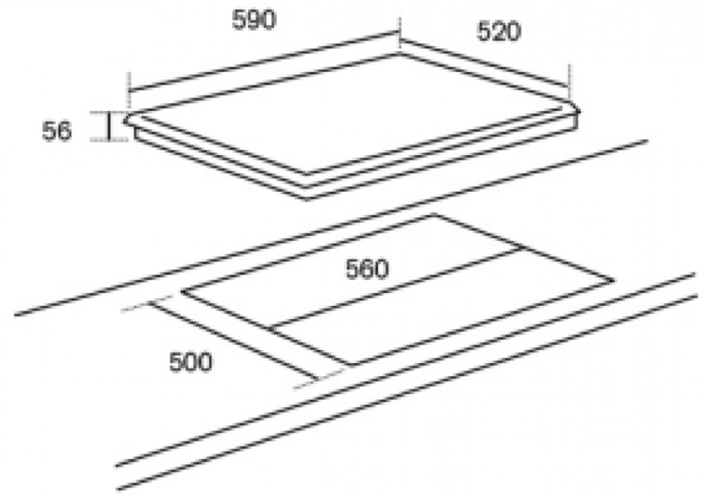 RUBINE INDUCTION HOB RIH-VELOCE58-BL BLACK 59CM