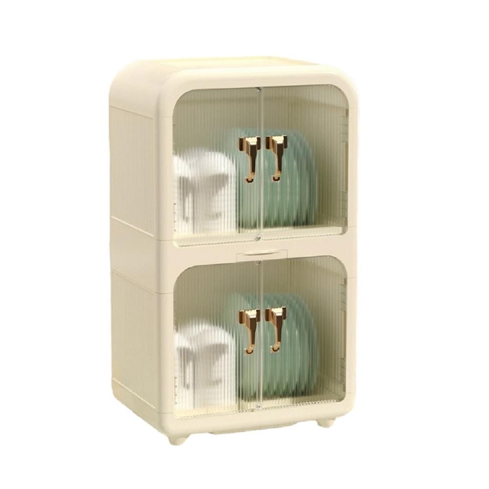 2-TIER PLASTIC DISH DRAINER WITH COVER COSSY +  40X28X69CM 3022 CREAM