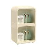 2-TIER PLASTIC DISH DRAINER WITH COVER COSSY +  40X28X69CM 3022 CREAM