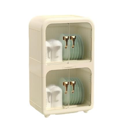 2-TIER PLASTIC DISH DRAINER WITH COVER COSSY +  40X28X69CM 3022 CREAM