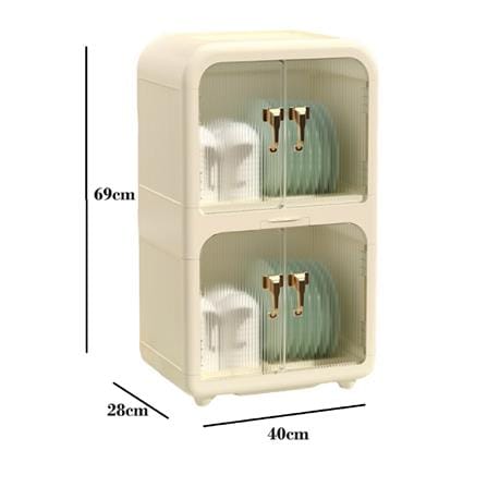 2-TIER PLASTIC DISH DRAINER WITH COVER COSSY +  40X28X69CM 3022 CREAM
