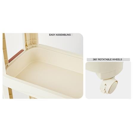 3-TIER MULTI PURPOSE SHELF WITH WHEEL COSSY +  52X30X92CM 532-3 CREAM