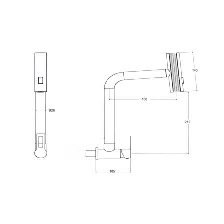 MD WALL KITCHEN SINK TAP TF-SPNL-MGD BLACK GOLD