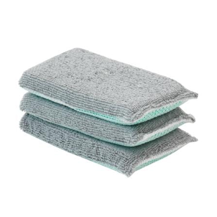 DOUBLE-SIDED SPONGE WITH POLYESTER FABRIC ACCO 16X8.5X2CM 3PCS AQUA GREEN/GREY