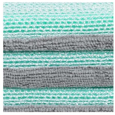 DOUBLE-SIDED SPONGE WITH POLYESTER FABRIC ACCO 16X8.5X2CM 3PCS AQUA GREEN/GREY