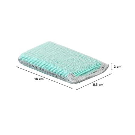 DOUBLE-SIDED SPONGE WITH POLYESTER FABRIC ACCO 16X8.5X2CM 3PCS AQUA GREEN/GREY
