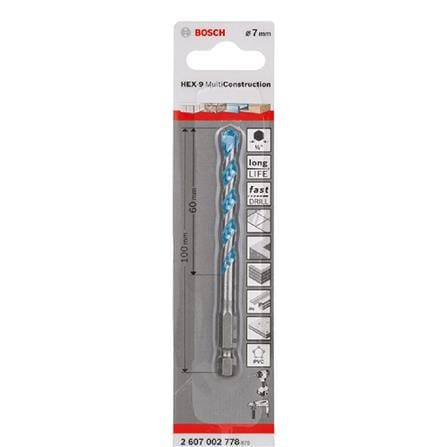 MULTI CONSTRUCTION DRILL BIT BOSCH HEX-9 7X60X100MM