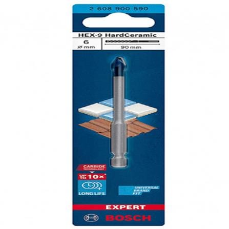 HARD CERAMIC TITLE DRILL BIT BOSCH HEX-9 6X90MM