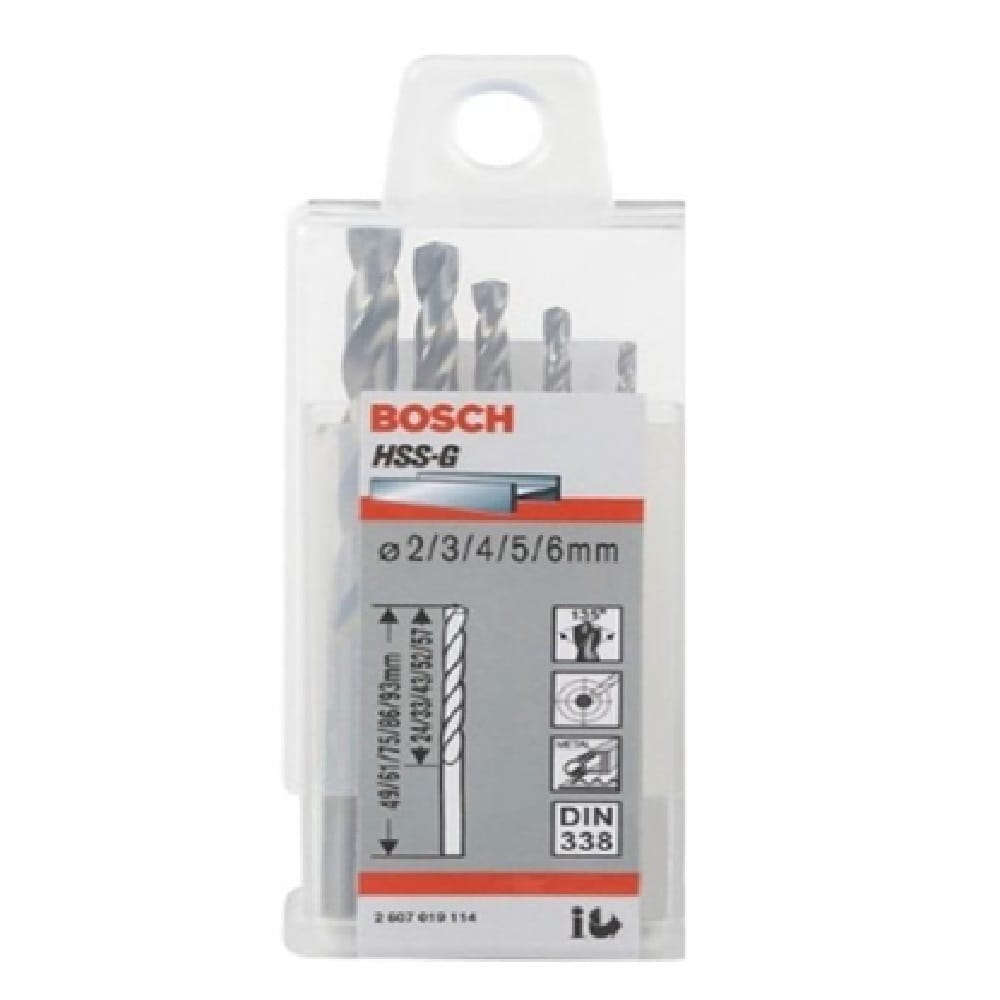 METAL DRILL BIT BOSCH MIXED 5EA/PACK (2-6MM)
