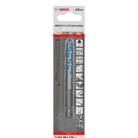 MULTI CONSTRUCTION DRILL BIT BOSCH HEX-9 8X80X120MM