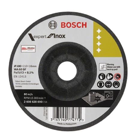 BOSCH FLEXIBLE GRINDING DISC 4" 2.8X16MM (INOX) 2608620690