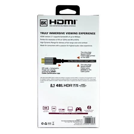 MASTERLINK CBL-MSLUHD213M HDMI CABLE 8K V2.1 3M 24K GOLD-PLATED