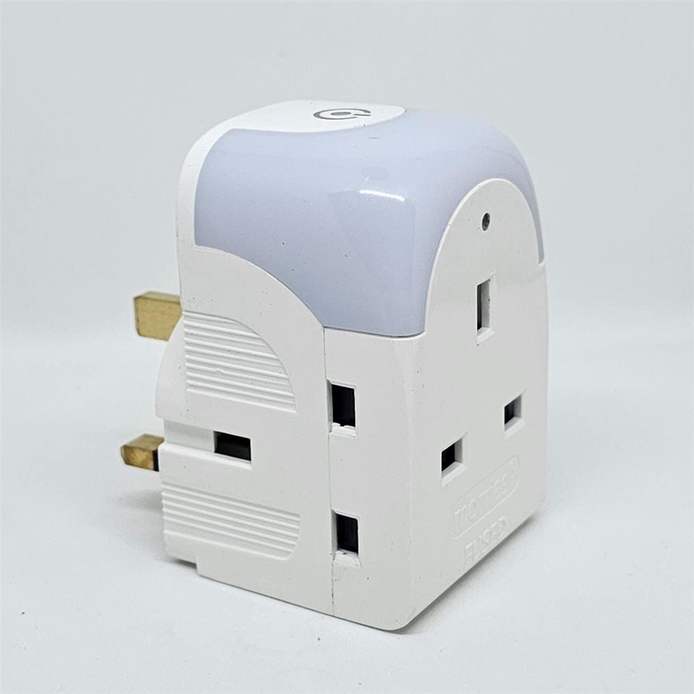 MORRIES 3 WAY ADAPTER WITH NIGHT LIGHT MS3003/WNL WHITE