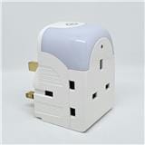 MORRIES 3 WAY ADAPTER WITH NIGHT LIGHT MS3003/WNL WHITE