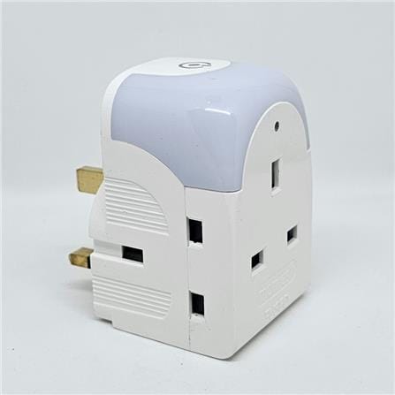 MORRIES 3 WAY ADAPTER WITH NIGHT LIGHT MS3003/WNL WHITE