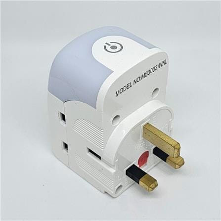 MORRIES 3 WAY ADAPTER WITH NIGHT LIGHT MS3003/WNL WHITE
