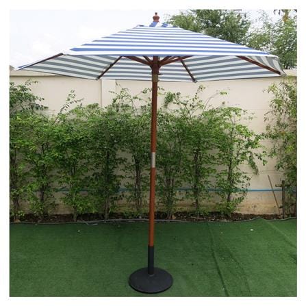 PARASOL IVY WOOD STRIP 2.1M ROUND WHITE/BLUE