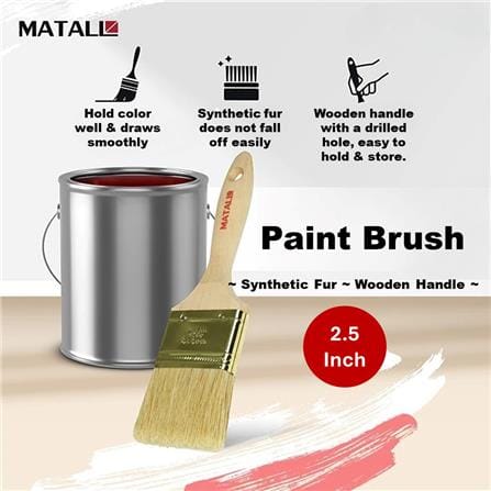 MATALL 2.5" SYNTHETIC BRUSH WOODEN HANDLE WHITE