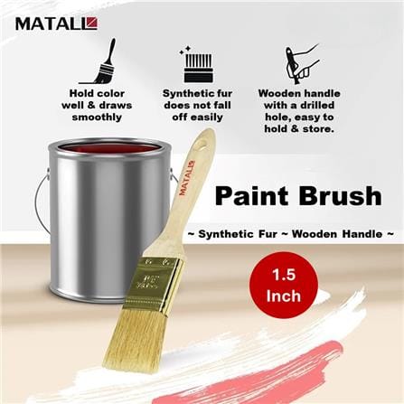 MATALL 1.5" SYNTHETIC BRUSH WOODEN HANDLE WHITE