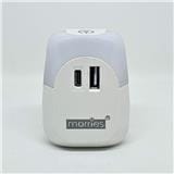 MORRIES USB & TYPE C WALL CHARGER WITH NIGHT LIGHT MS2001USB/C WHITE