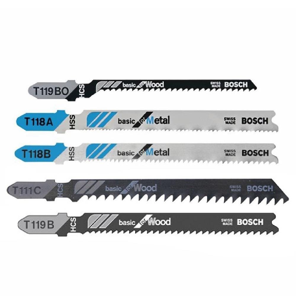 BOSCH JIGSAW BLADE SET WOOD & METAL 5PCS/PACK