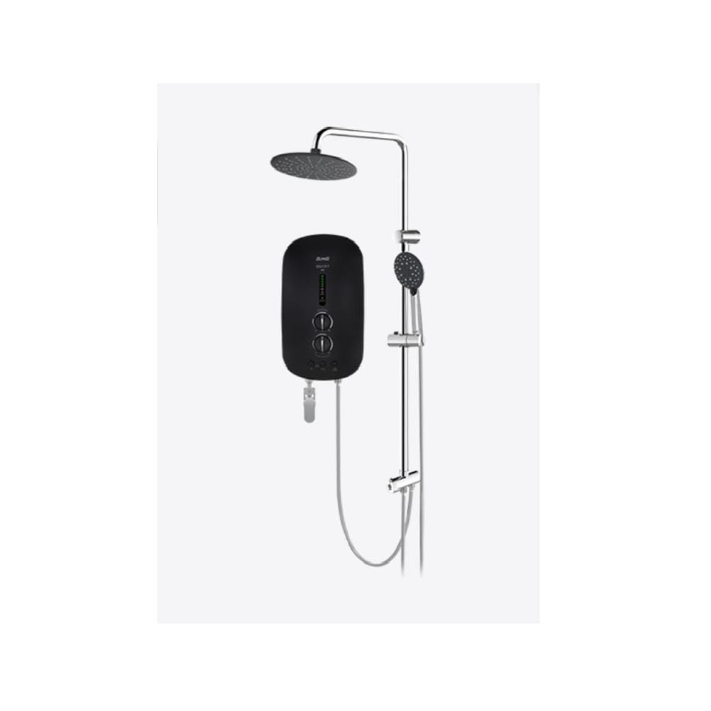 ALPHA SHOWER HEATER DC PUMP WITH RAIN SHOWER SMART 18-I MATT BLACK (CHROME SHOWER ACCESORIES SET)