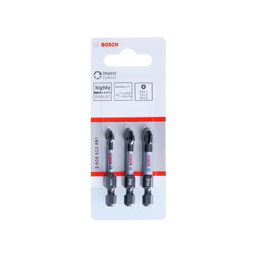 BOSCH SCREWDRIVER BIT PH1 - PH3 50MM (EXPERT FOR IMPACT) 3EA/PACK BLACK