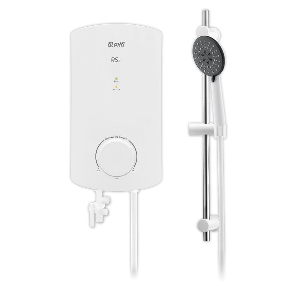 ALPHA SHOWER HEATER NON PUMP WITH HAND SHOWER RS-E WHITE (WHITE SHOWER ACCESSORIES SET)