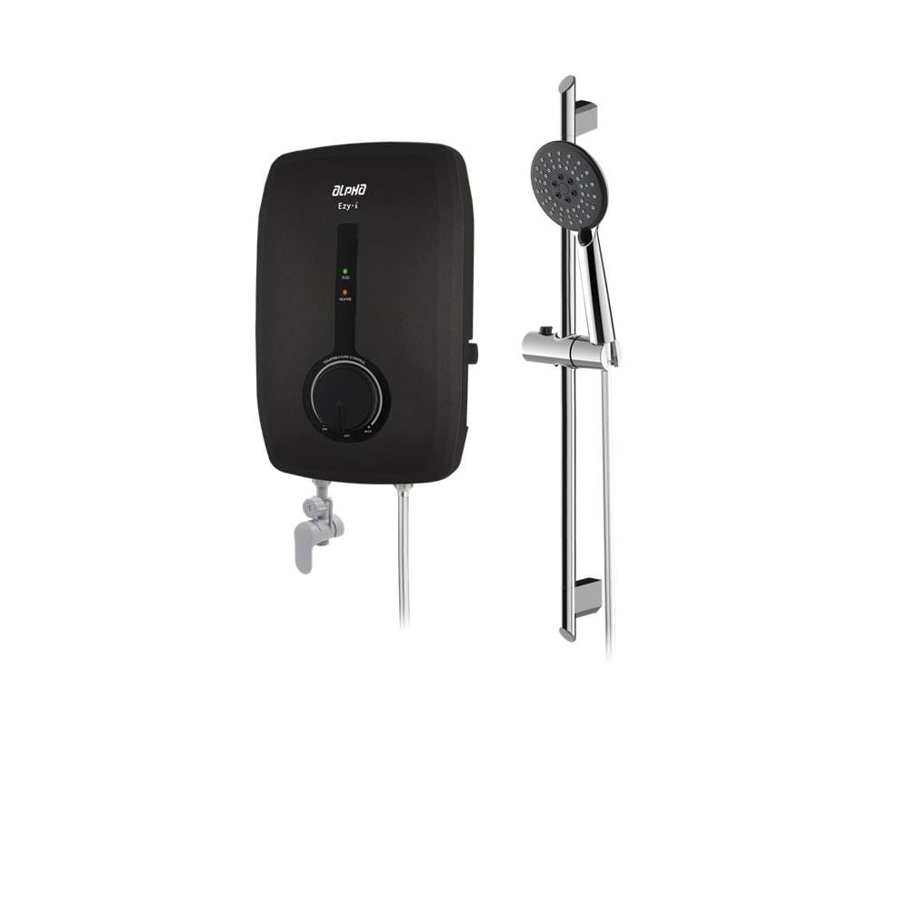 ALPHA SHOWER HEATER DC PUMP WITH HAND SHOWER EZY-I MATT BLACK (CHROME SHOWER ACCESSORIES SET)
