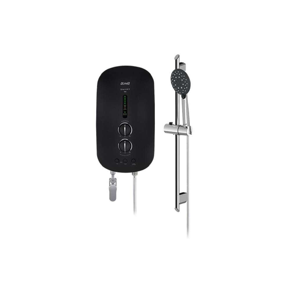 ALPHA SHOWER HEATER DC PUMP WITH HAND SHOWER SMART 18-I MATT BLACK (CHROME SHOWER ACCESSORIES SET)