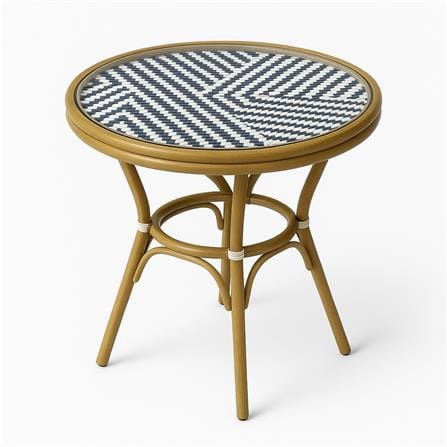 MAZE PE RATTAN TABLE (BLUE/WHITE)  72CM H