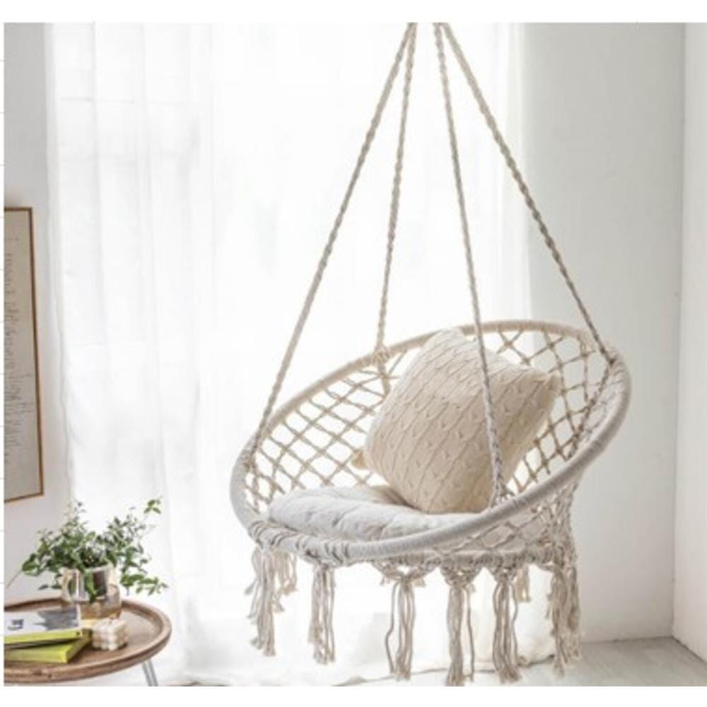 HAMMOCK WHITE COTTON ROPE TASSEL KNOTS