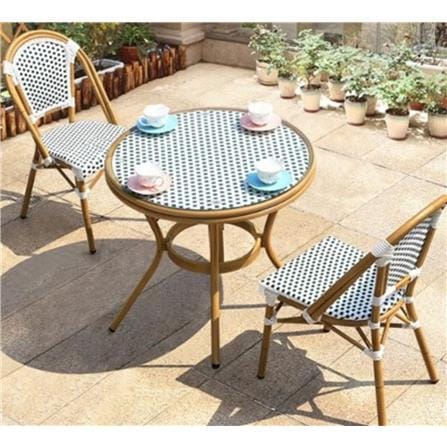 MARTINI PE RATTAN TABLE (GREEN/WHITE)  72CM H