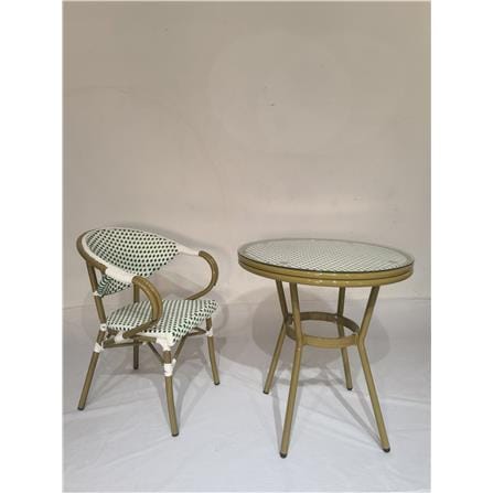 MARTINI PE RATTAN TABLE (GREEN/WHITE)  72CM H