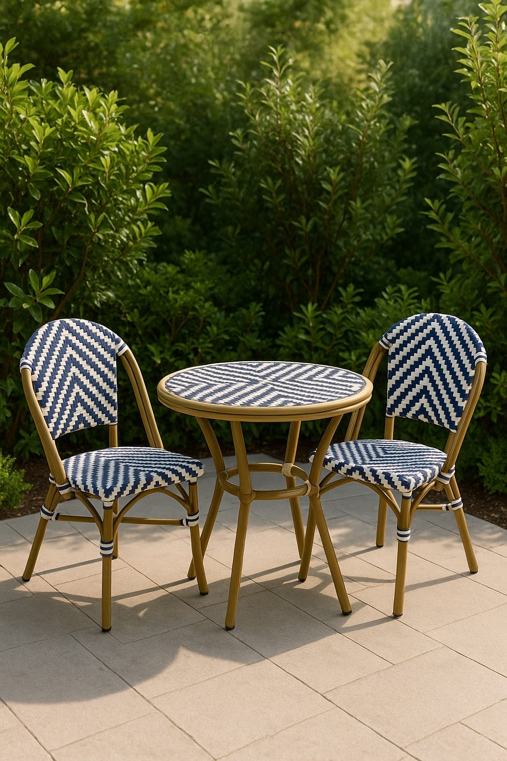 MAZE GARDEN CHAIR WITH ARMREST (BLUE/WHITE)