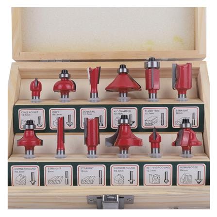 MATALL ROUTER BIT SET 1/4IN 12PCS/BOX