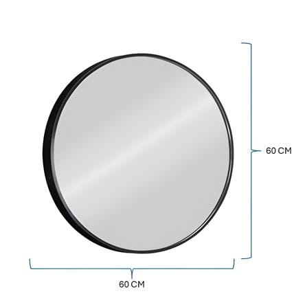 GLOREX LIGHTWEIGHT ALUMINIUM FRAME MIRROR ROUND 60CM  BLACK
