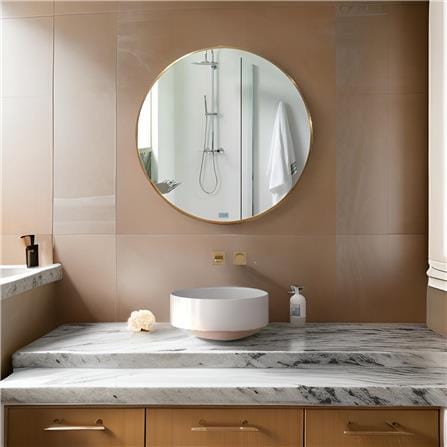 GLOREX LIGHTWEIGHT ALUMINIUM FRAME MIRROR ROUND 60CM GOLD