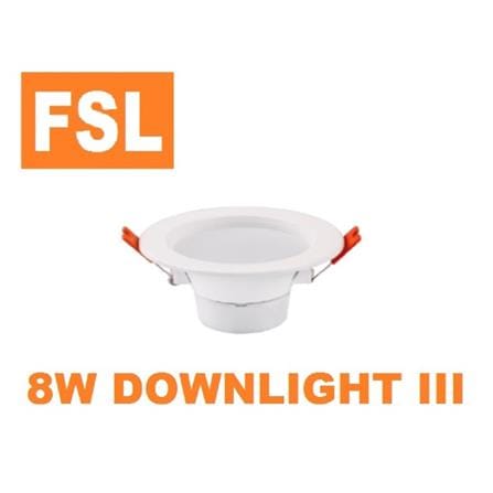 FSL DOWNLIGHT RECESSED LED 6" 8W METAL WARM WHITE 3000K ROUND WHITE
