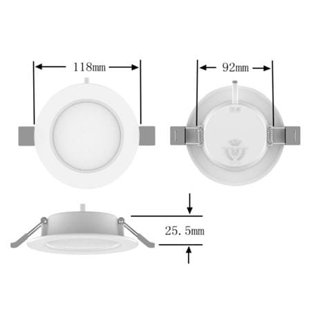 FSL DOWNLIGHT RECESSED LED 6" 8W METAL WARM WHITE 3000K ROUND WHITE