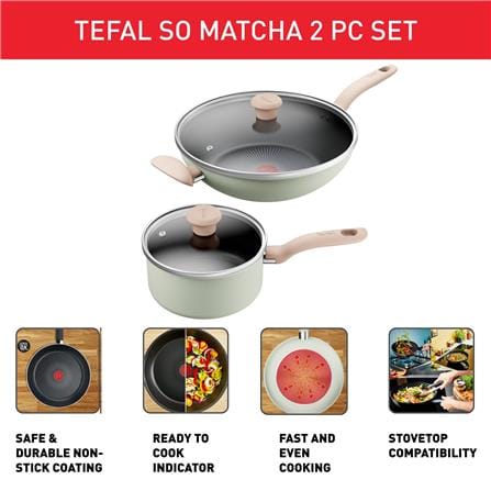 TEFAL SO MATCHA 4-PIECE SET (SAUCEPAN 18CM WIITH LID + WOKPAN 30CM WITH LID) G179S4