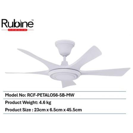 RUBINE CEILING FAN RCF-PETALO56-5B-MATTE WHITE 56"