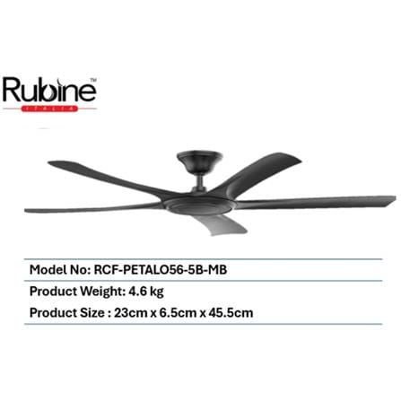 RUBINE CEILING FAN RCF-PETALO56-5B-MATTE BLACK 56"