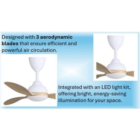 ALPHA CEILING FAN ALKOVA MILI LED 3B MAPLE 33"