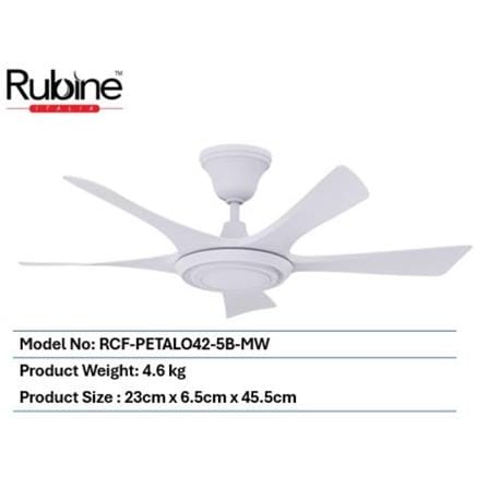 RUBINE CEILING FAN RCF-PETALO42-5B-MATTE WHITE 42"