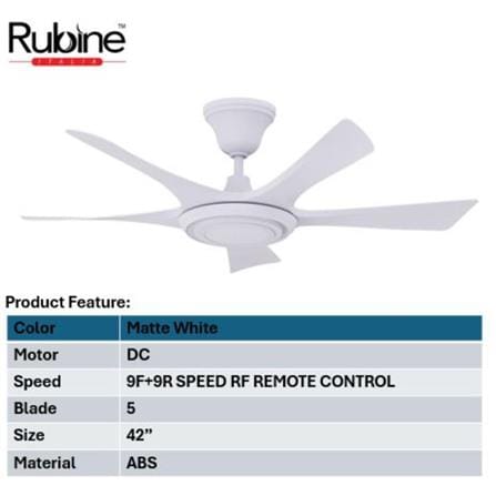 RUBINE CEILING FAN RCF-PETALO42-5B-MATTE WHITE 42"