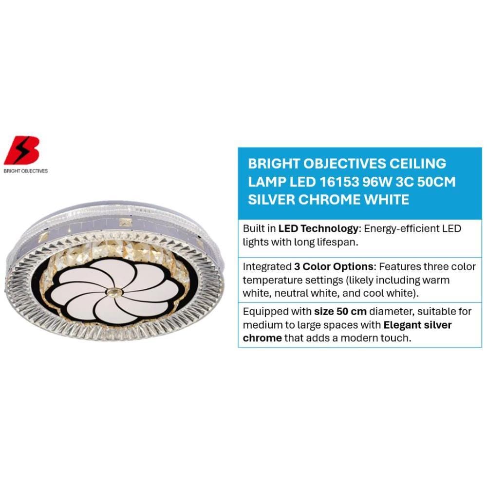 BRIGHT OBJECTIVES CEILING LAMP LED 16153 96W 3C 50CM SILVER CHROME WHITE