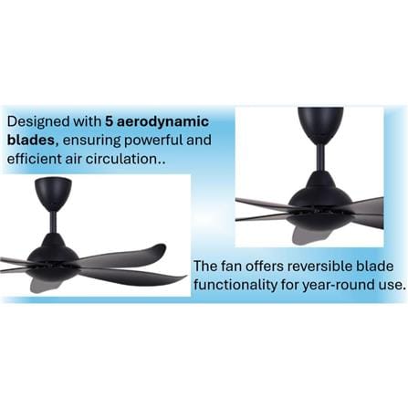 ALPHA CEILING FAN VANNUS LUNA 5B MATTE BLACK 46"