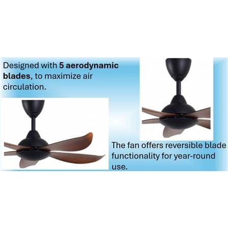 ALPHA CEILING FAN VANNUS LUNA 5B WALNUT 40"