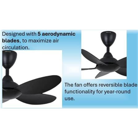 ALPHA CEILING FAN VANNUS LUNA 5B MATTE BLACK 36"